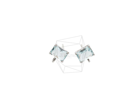 ERG-2025-R【2個入り】スクエアガラスピアス,Square Glass Post Earring