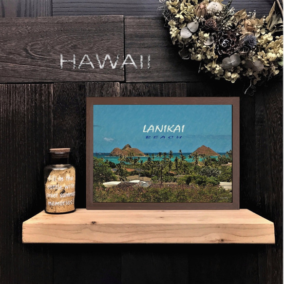 【送料無料】南国の風景☆HAWAII No.3   フレーム付 　A4サイズ