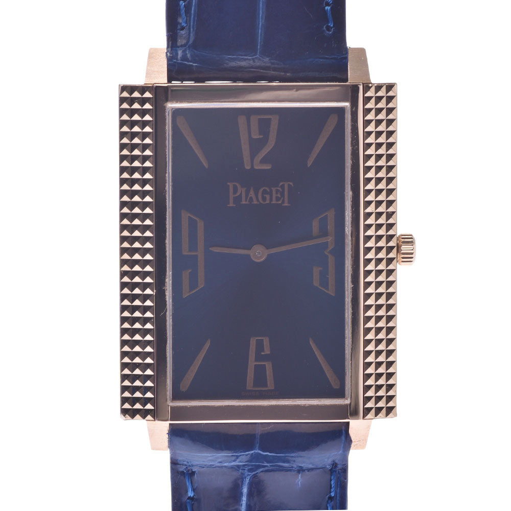 PIAGET ピアジェ 90300/1967 ボーイズ PG/革 腕時計 手巻き 青文字盤 Aランク 中古 