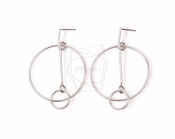 ERG-519-MR【2個入り】ダブルリングピアス,Double Ring Earring Post