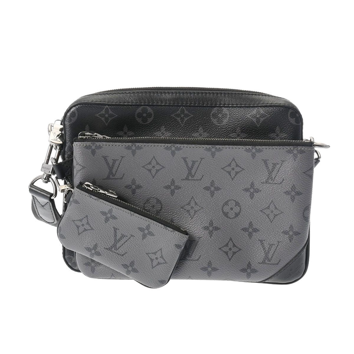 LOUIS VUITTON ルイヴィトン モノグラムエクリプス トリオメッセンジャー 黒 M69443 メンズ モノグラムキャンバス ショルダーバッグ ABランク 中古 