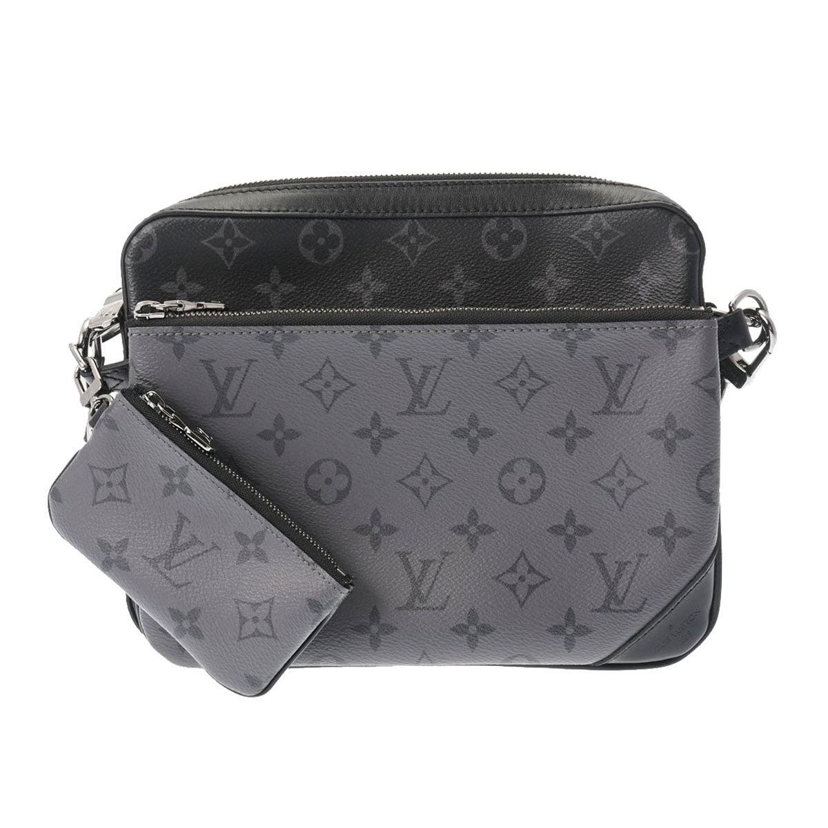 LOUIS VUITTON ルイヴィトン モノグラムエクリプス トリオメッセンジャー 黒/グレー M69443 メンズ モノグラムエクリプスキャンバス ショルダーバッグ Aランク 中古 