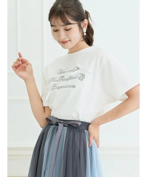 サテンリボンモチーフロゴTシャツ