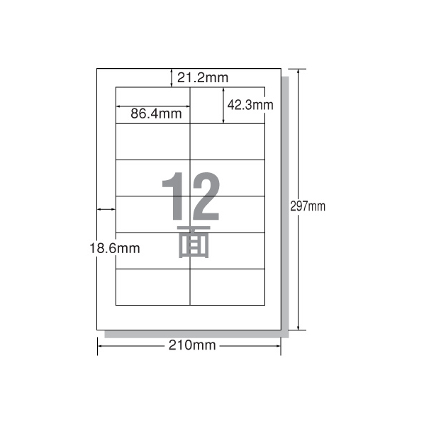エーワン レーザー用ラベル A4 12面 四辺余白 20枚 F806163-28382