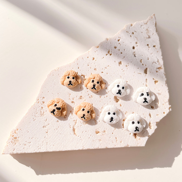 新色追加【4pcs】3D トイプードル　樹脂パーツ　アクセサリー　ネイルアート 犬　ドッグモチーフ　ドッグ　008