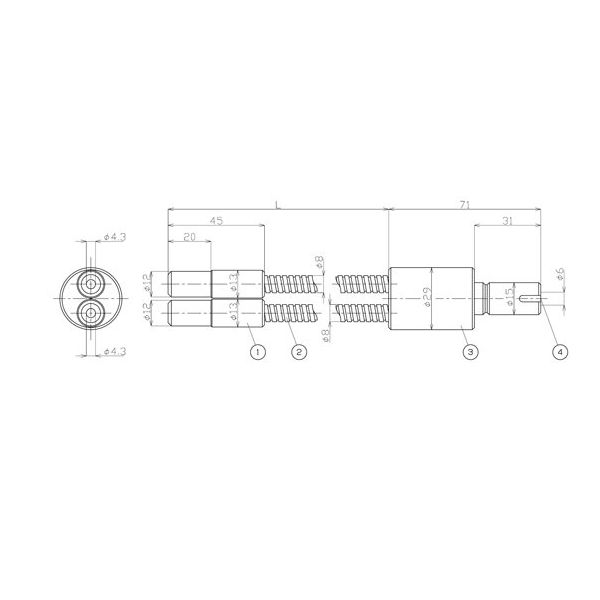 ケンコー・トキナー 2分岐ライトガイド 1500mm φ6 FG6B-1500FR 1個 67-4572-75（直送品）