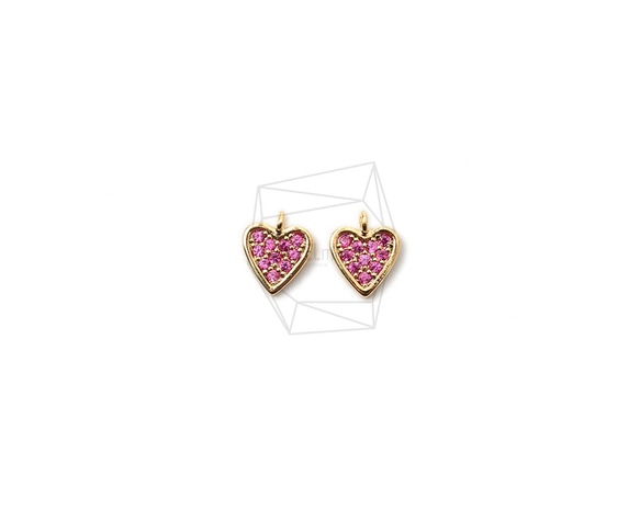 PDT-2446-G【2個入り】キュービックハートペンダント,CZ Heart Pendant