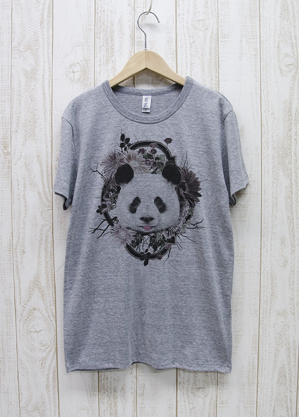 ronronPANDA Tee　Flower Frame（ヘザーグレー） / R025-TT-GR