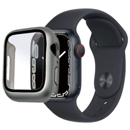 ラスタバナナ GHB3741AW41 Apple Watch Series 8/7 41mm用 ガラス＋PC一体型ケース シルバー