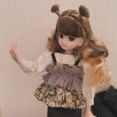 リカちゃん＊ブラウスビスチェセット＊トップス＊リバティチャイブあずきミルク