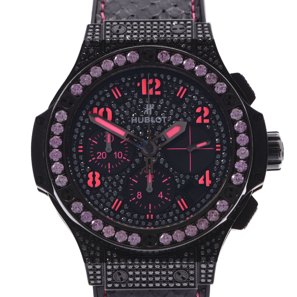 HUBLOT ウブロ ビックバン ブラックフローピンク 限定 341.SV.9090.PR.0933 メンズ SS（PVD加工）/パイソン 腕時計 自動巻き ブラックダイヤ文字盤 ABランク 中古 