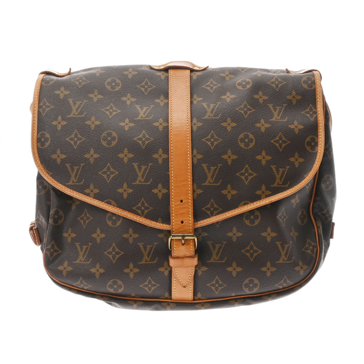 LOUIS VUITTON ルイヴィトン モノグラム ソミュール 35 ブラウン M42254 レディース モノグラムキャンバス ショルダーバッグ Bランク 中古 