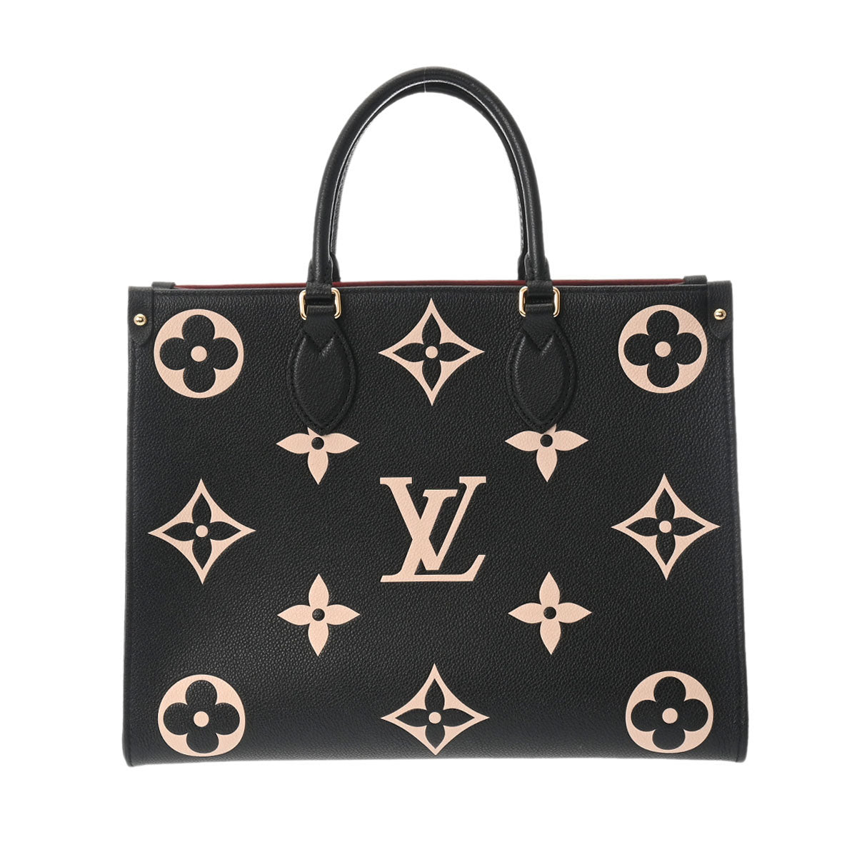 LOUIS VUITTON ルイヴィトン モノグラムアンプラント オンザゴー MM 2WAYトート 黒/ベージュ M45495 レディース レザー ハンドバッグ Aランク 中古 