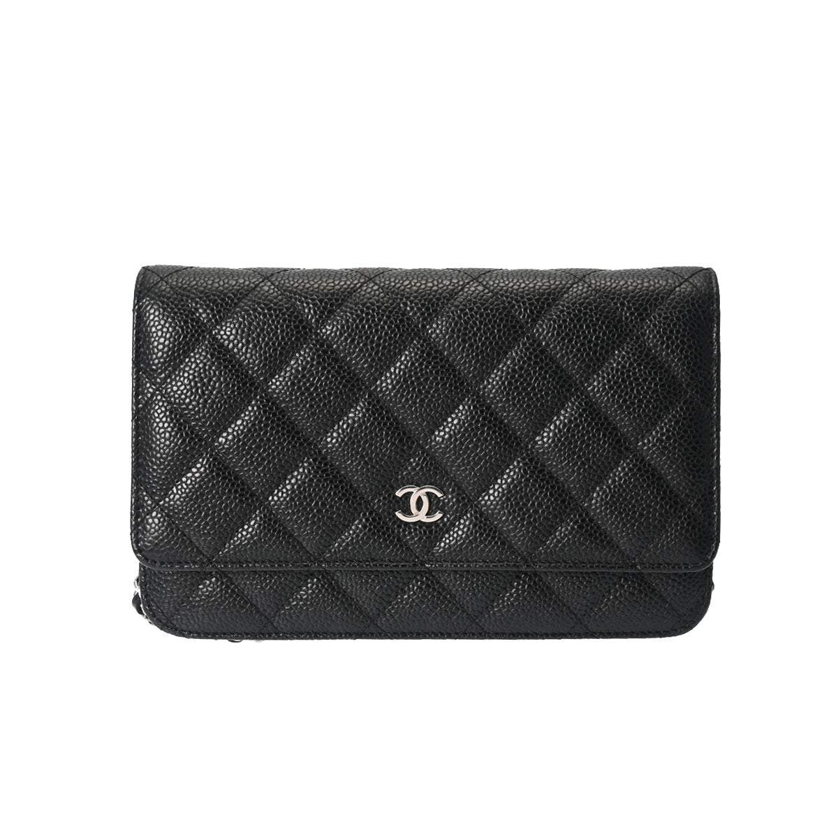 CHANEL シャネル マトラッセ チェーンウォレット 黒 シルバー金具 A33814 レディース キャビアスキン ショルダーバッグ Aランク 中古 