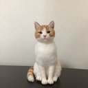 羊毛フェルト　ミニねこ　茶トラ白ねこ