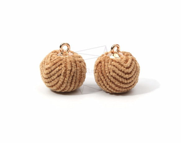 BSC-372-G【4個入り】ファブリックビーズチャーム,Fabric Ball Charms/15mm x 17mm