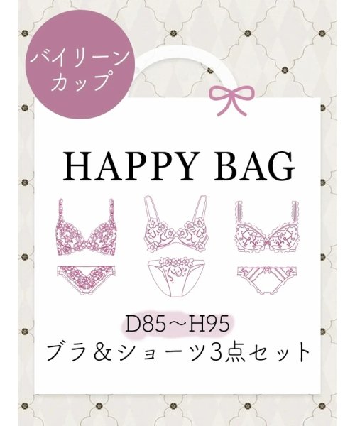 [D85－I95]バイリーンカップブラ＆ショーツ3点セットHAPPYBAG【WEB限定】