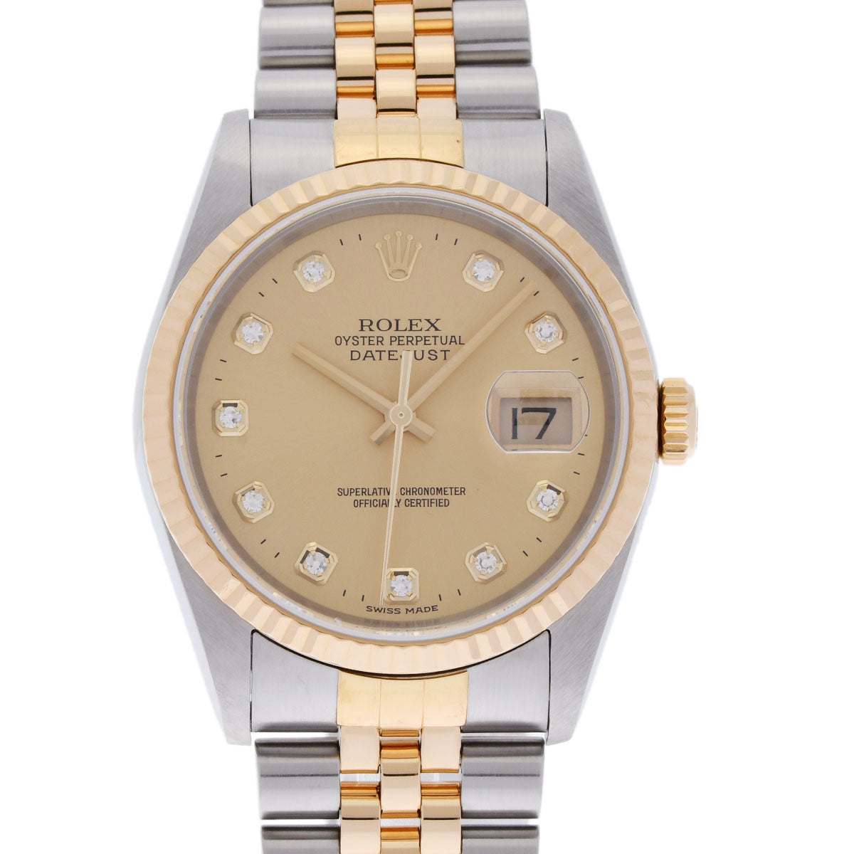 ROLEX ロレックス デイトジャスト 10Pダイヤ 16233G メンズ YG/SS 腕時計 自動巻き シャンパン文字盤 Aランク 中古 