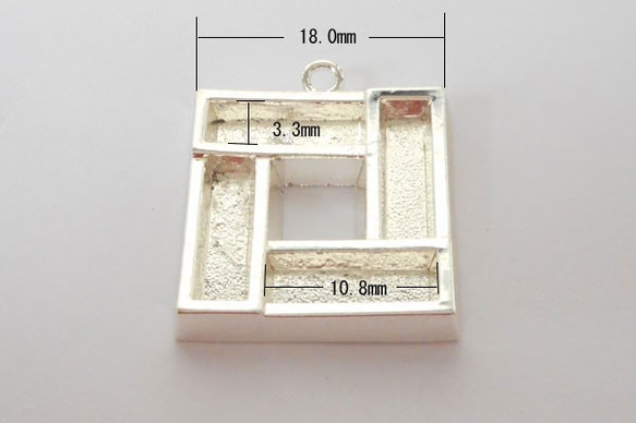SHAREKI エポキシ樹脂粘土  スクエア（四角形）ペンダントフレーム  シルバー  squ-pen2-s