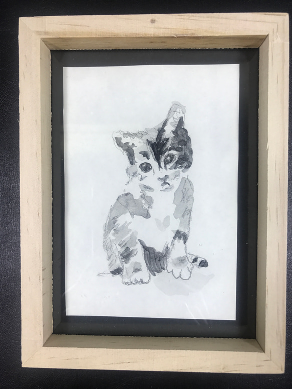 水彩画　原画　　猫　　送料込み