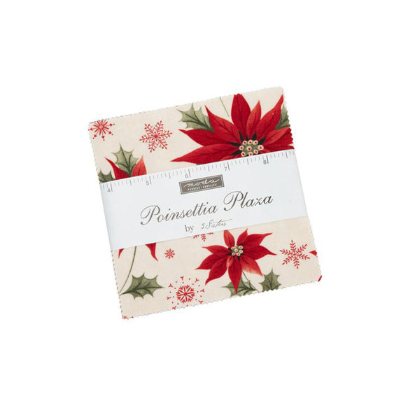 「Poinsettia Plaza」moda Charm Pack (42枚）3 Sisters クリスマス