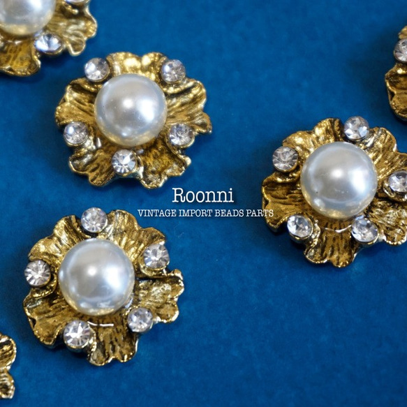 4PCS IMPORT GOLD CABOCHON PARTS 貼り付け カボーション ビジューパーツ