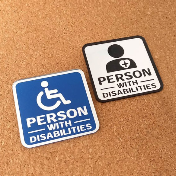 アクリルミラー★PERSON WITH DISABILITIES (障害者)　ドライブサイン  車椅子　正方形