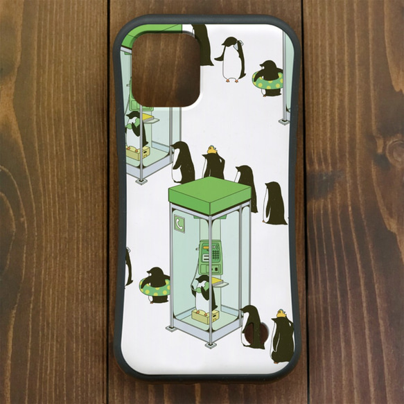 ペンギン【iPhone12・iPhone11対応】ペンギン電話ボックス・グリップケース