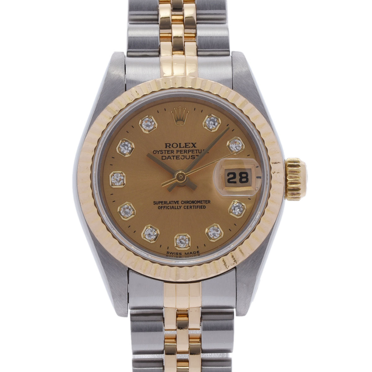 ROLEX ロレックス デイトジャスト 10Pダイヤ 69173G レディース YG/SS 腕時計 自動巻き シャンパン文字盤 Aランク 中古 