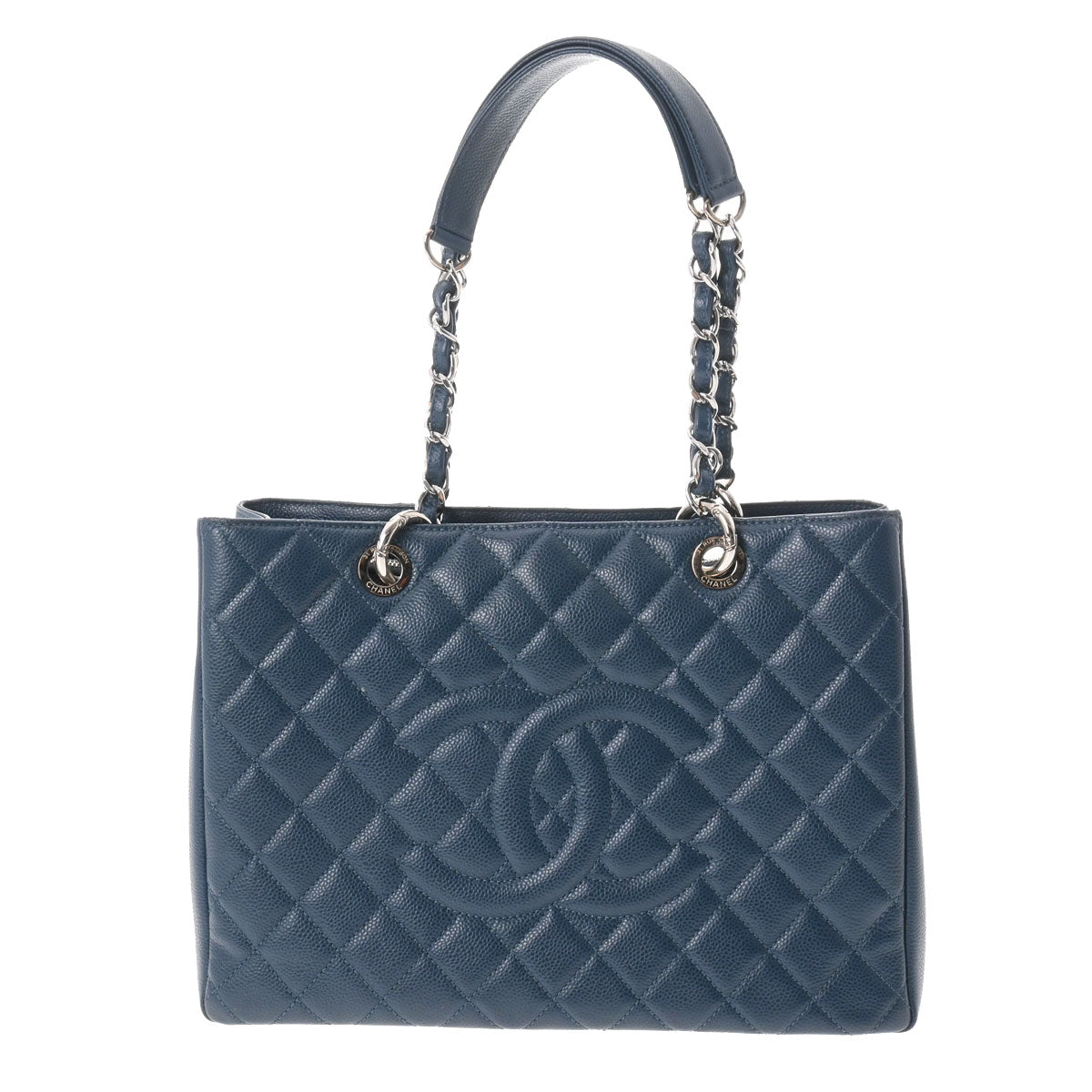 CHANEL シャネル GST グランドショッピングトート ブルー シルバー金具 レディース キャビアスキン トートバッグ Bランク 中古 