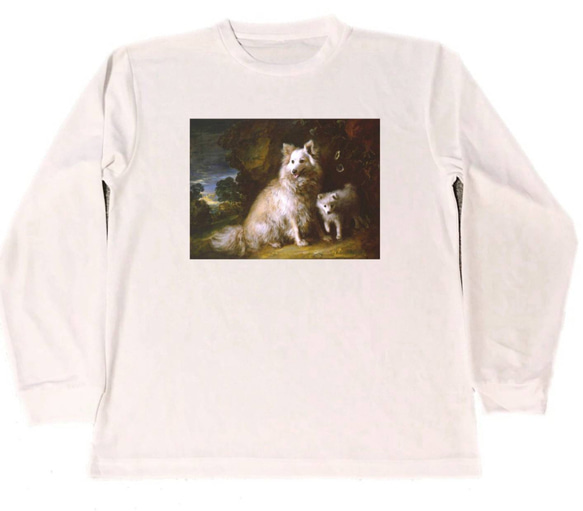 トマス・ゲインズバラ　ドライ　Tシャツ　名画　絵画　アート　グッズ　スピッツ　ポメラニアン　犬　　　ロング　ロンT　長袖