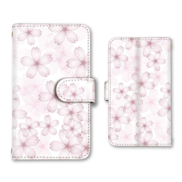 受注制作 桜 スマホケース 手帳型ケース iPhoneケース 携帯ケース ミラー カード収納ポケット付 受注制作