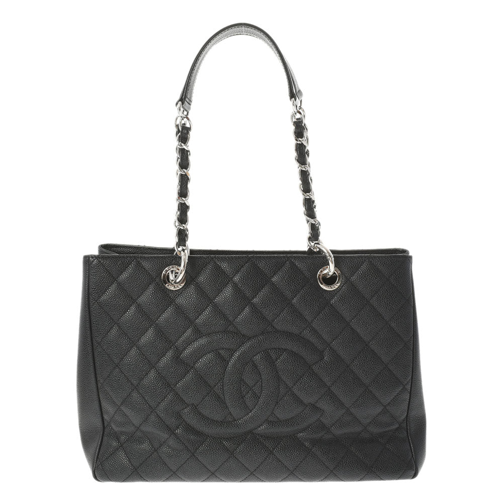 【新年の贈り物】CHANEL シャネル マトラッセ GSTトート 黒 シルバー金具 レディース キャビアスキン トートバッグ ABランク 中古 