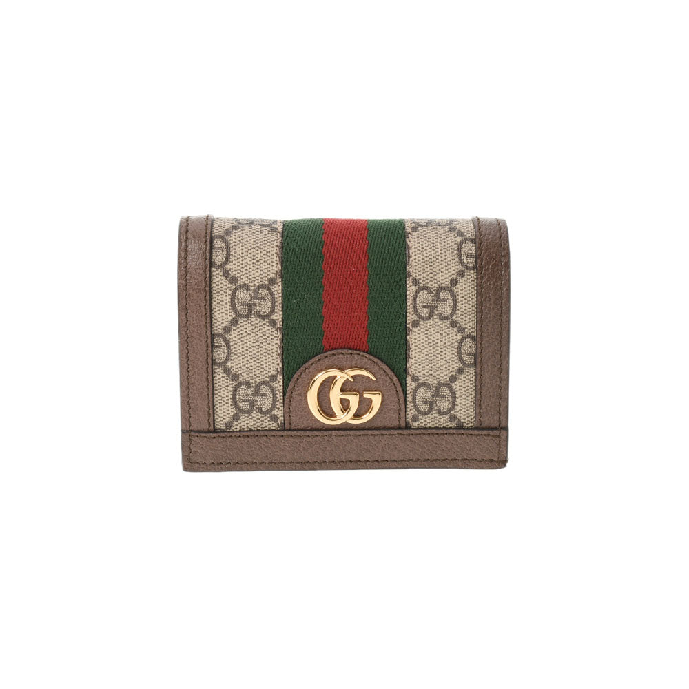 GUCCI グッチ オフディア カードケース 茶 523155 レディース レザー 二つ折り財布 未使用 