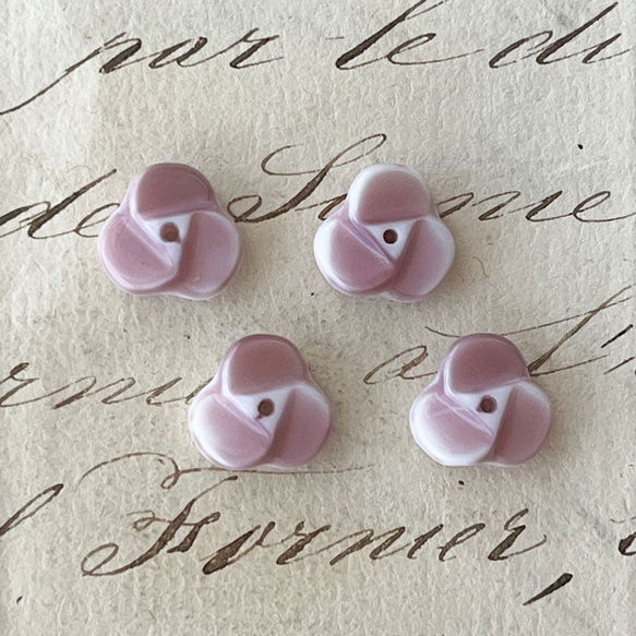 Glass Beads Flower 約11mm [BE-370]＊4個＊Vintage＊