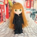 22センチドール☆1/6ドールアウトフィット☆ツナギ　オーバーオール☆ブラックデニム☆ドール服