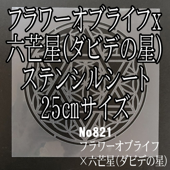 ☆フラワーオブライフ「生命の花」x六芒星(ダビデの星)　25㎝サイズ　NO821 神聖幾何学模様 ステンシルシート