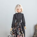 1128【momokoDOLLブラウス】黒のピンタックブラウス※1/6ドール服