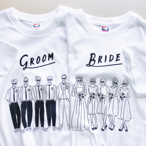 【 ペアＴシャツ 】 GROOM & BRIDE Ｔシャツ ｜ 結婚式　ウェディング