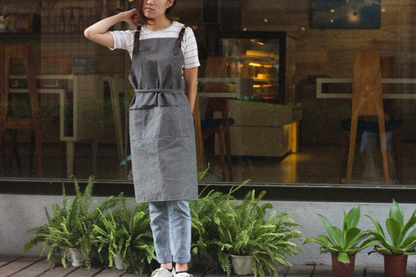 Handmade leather canvas apron