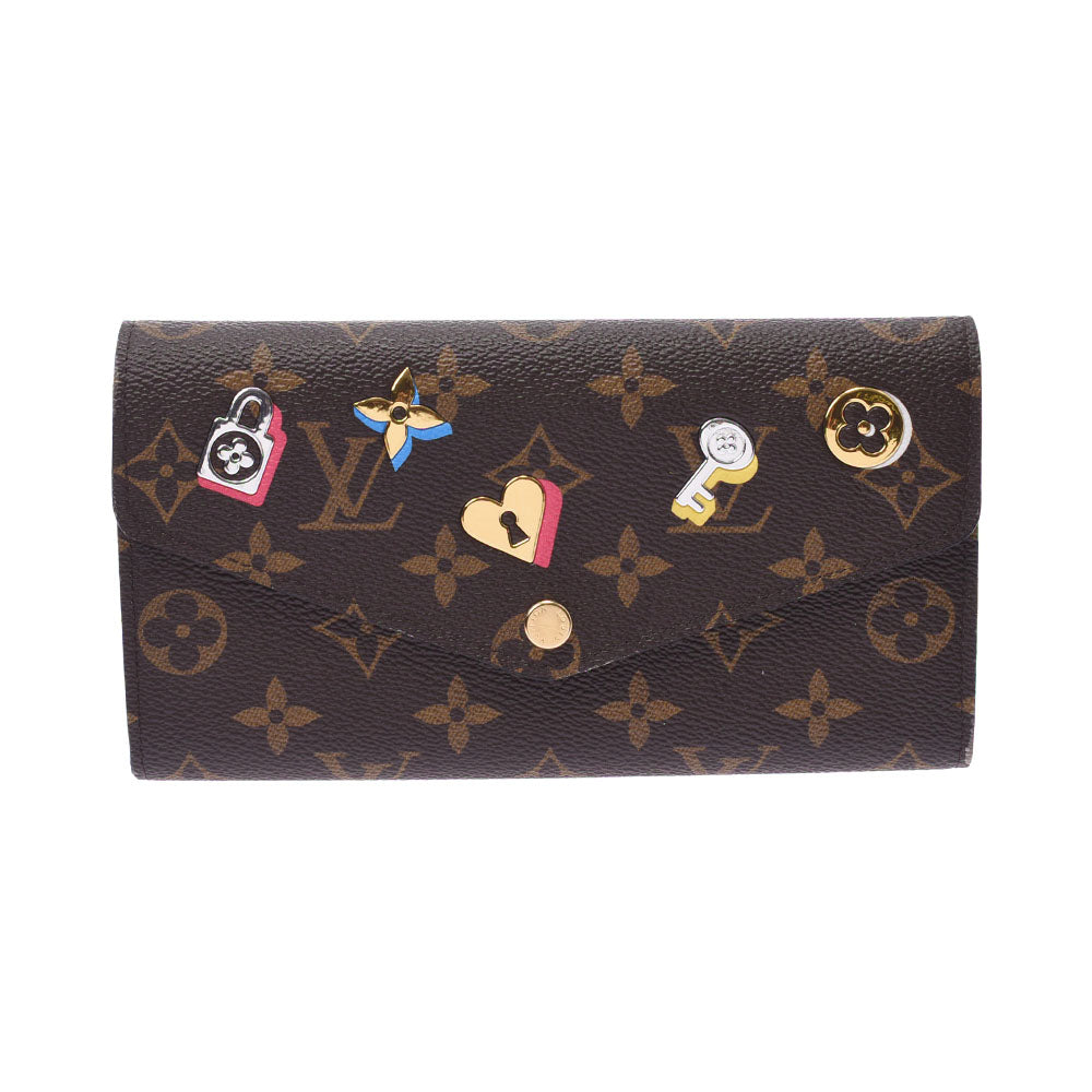 LOUIS VUITTON ルイヴィトン モノグラム ポルトフォイユサラ ラブロック ブラウン M64117 レディース モノグラムキャンバス 長財布 ABランク 中古 