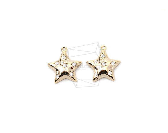 PDT-2427-G【2個入り】キュービックスターペンダント,Cubic Stars Pendant