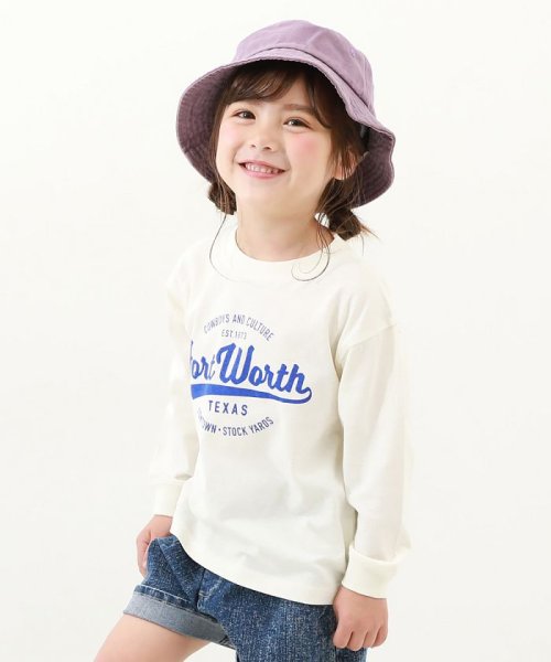 デビラボ プリント袖リブ長袖Tシャツ 子供服 キッズ ベビー 男の子 女の子 長袖Tシャツ ロンT