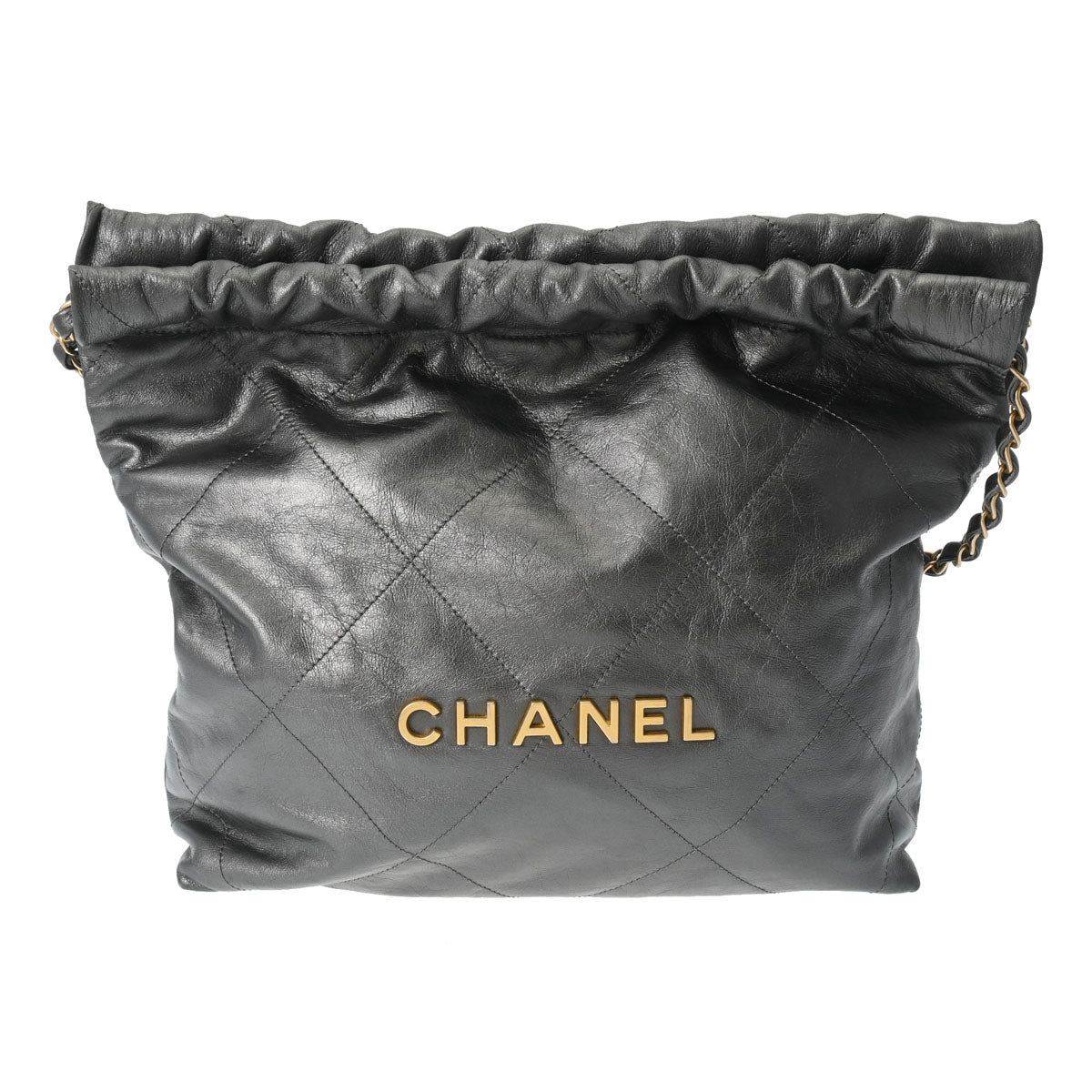 CHANEL シャネル シャネル 22 スモールハンドバッグ シルバーグレー系 ゴールド金具 AS3260 レディース カーフ ハンドバッグ ABランク 中古 