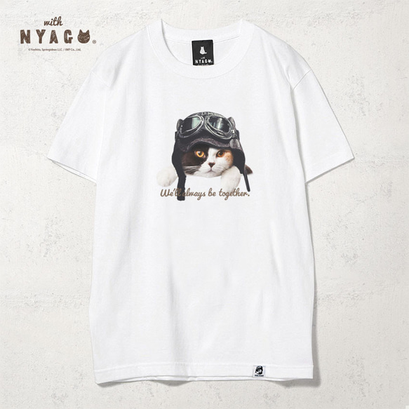 with NYAGO Tシャツ 半袖 ［ パイロット オスカー 三毛猫 1028 ］