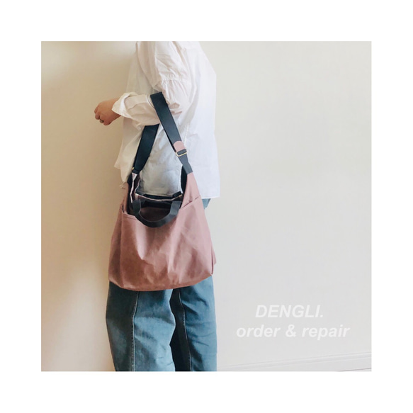 DENGLI.Ｍショルダートートバッグ/横型/パラフィン加工帆布/撥水効果/A4/軽くて丈夫/3way