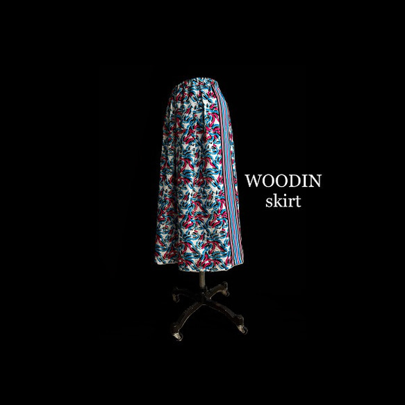 アフリカ コットンタックギャザースカート WOODIN