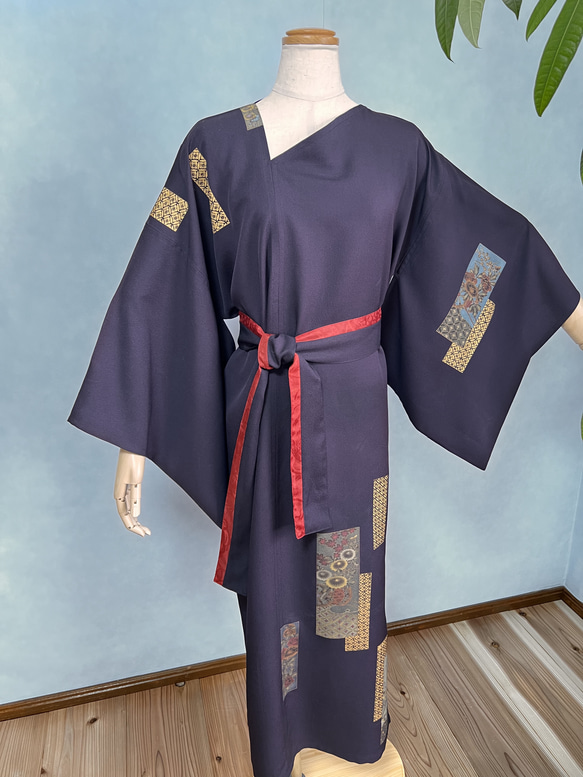 vintage kimono dress 正絹ロングドレス　着物リメイクドレス　アップサイクル