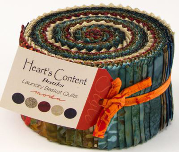 「Hearts Content Batiks」moda Jelly Rolls (40枚) Laundry Baske