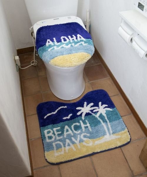 【Kahiko】HAWAIIAN TOILETRY COVER＆MAT トイレセット グラデーションパーム 4ILP2151